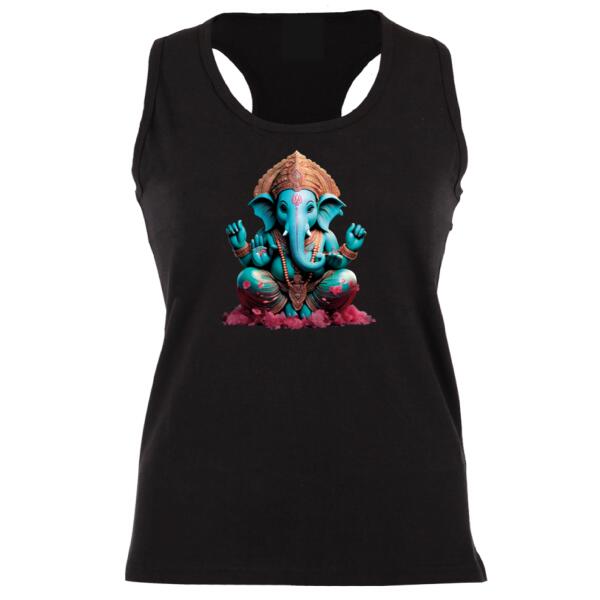 Ganesha with cherry blossoms Racer Back Thumbnail