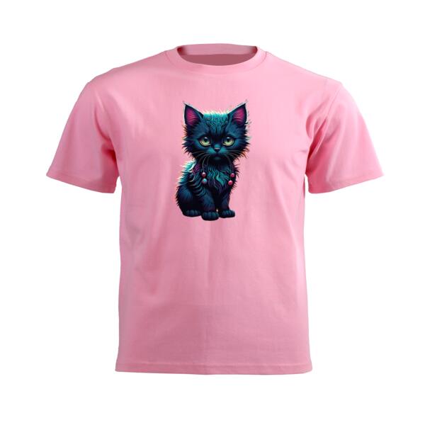 Trippy Kitten Black Junior Short-sleeve T-shirt Thumbnail