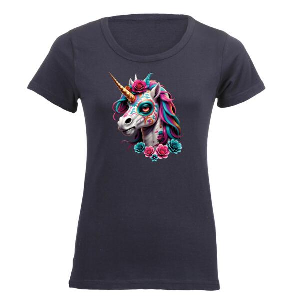 Dia de los Muertos Zombie Unicorn 2 Ladies Short-sleeve T-shirt Thumbnail