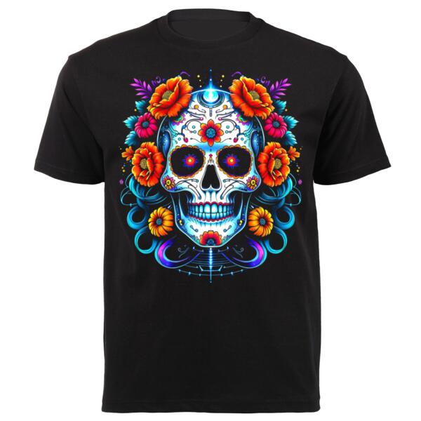 Sugar Skull Trippy 3 Unisex Platinum Short-sleeve T-shirt Thumbnail