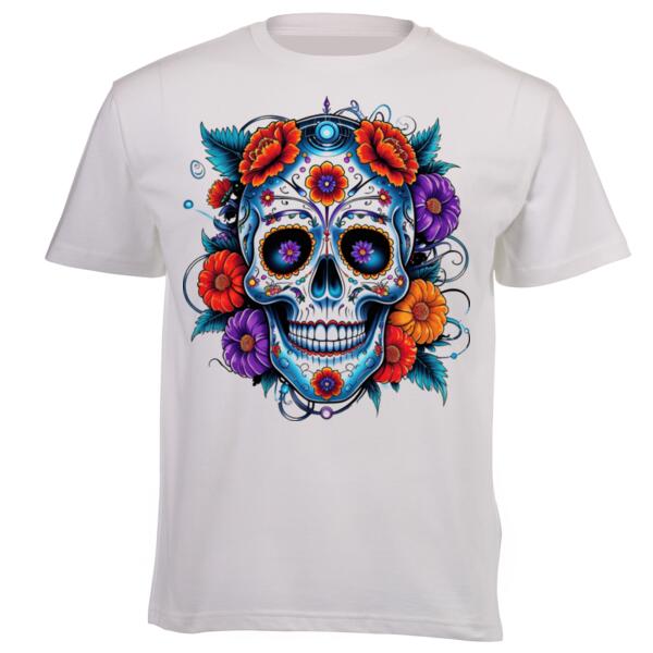 Sugar Skull Trippy 4  Unisex Platinum Short-sleeve T-shirt  Thumbnail