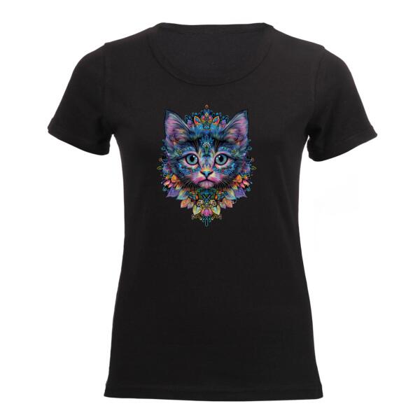 Trippy Cat Mandala Ladies Short-sleeve T-shirt Thumbnail