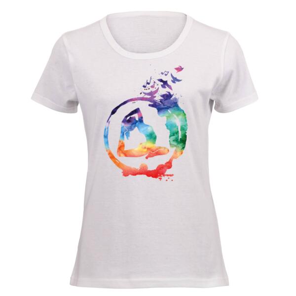 Watercolour Yoga Pose Ladies Short-sleeve T-shirt Thumbnail