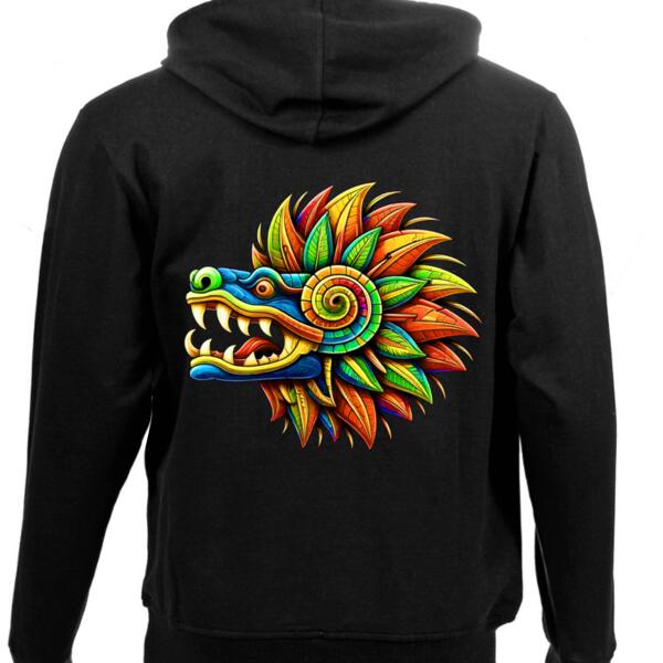 Electric Blue & Orange Quetzalcoatl Hoodie Thumbnail