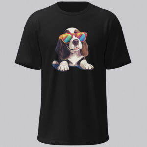 Basset Hound Puppy with Rainbow Sunglasses Unisex Short-sleeve T-shirt