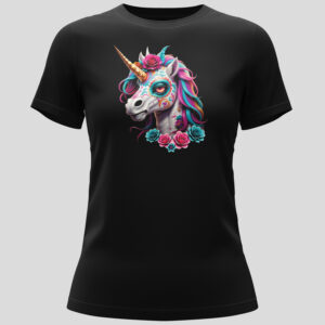 Dia de los Muertos Zombie Unicorn Ladies Short-sleeve T-shirt