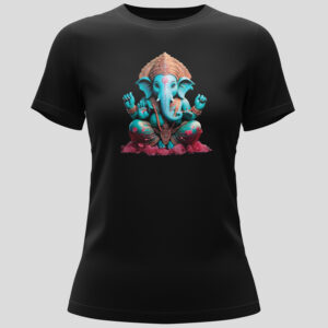 Ganesha with cherry blossoms Ladies Short-sleeve T-shirt