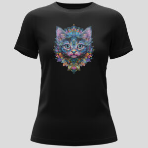 Trippy Cat Mandala Ladies Short-sleeve T-shirt